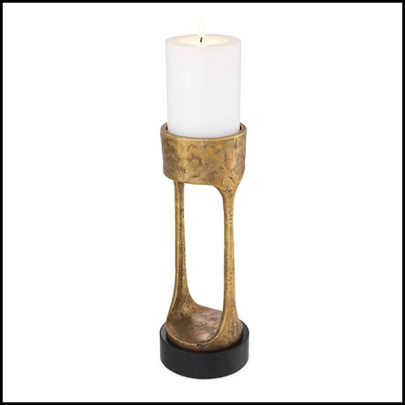 Bougeoir en laiton finition vintage avec base en granite noir 24-Bologna L