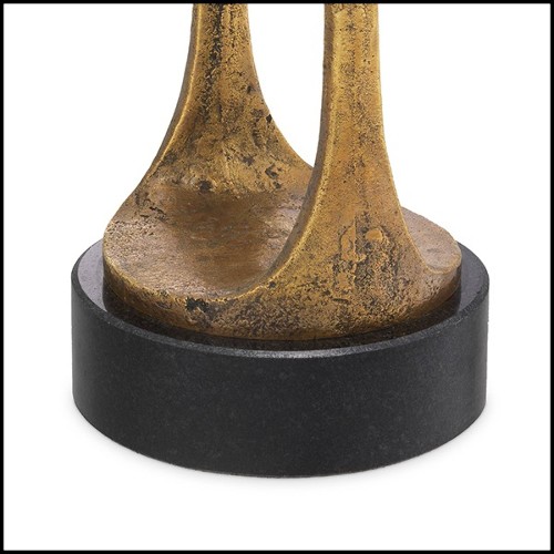 Bougeoir en laiton finition vintage avec base en granite noir 24-Bologna L