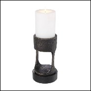 Bougeoir en laiton finition bronze highlight avec base en granite noir 24-Bologna s