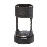 Bougeoir en laiton finition bronze highlight avec base en granite noir 24-Bologna s
