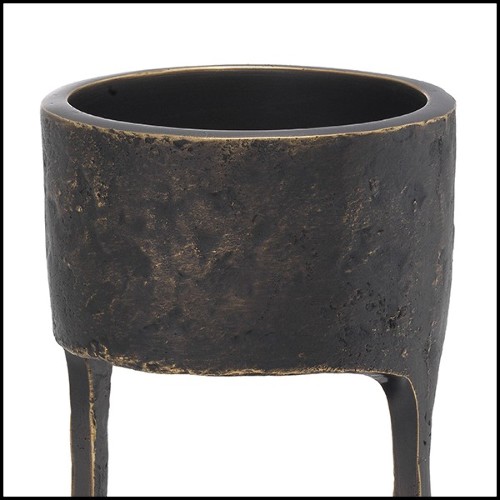 Candle Holder  in brass bronze highlight finish with black granite base 24-Bologna s