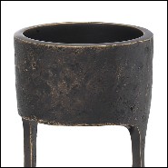 Bougeoir en laiton finition bronze highlight avec base en granite noir 24-Bologna s