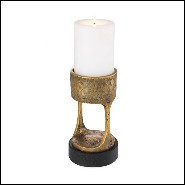 Candle Holder in vintage brass finish with black granite base 24-Bologna s