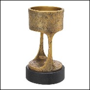 Candle Holder in vintage brass finish with black granite base 24-Bologna s