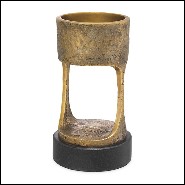 Candle Holder in vintage brass finish with black granite base 24-Bologna s