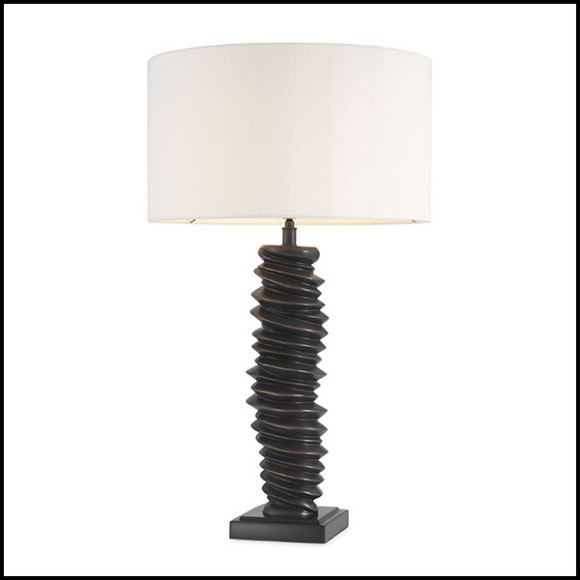 Lampe à poser en laiton finition bronze highlight avec abat-jour blanc cassé 24-Miro