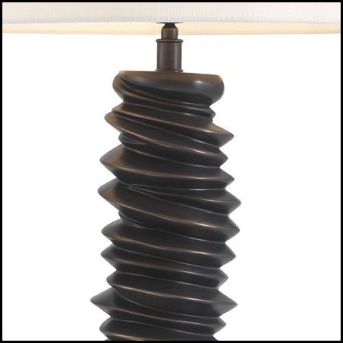 Lampe à poser en laiton finition bronze highlight avec abat-jour blanc cassé 24-Miro