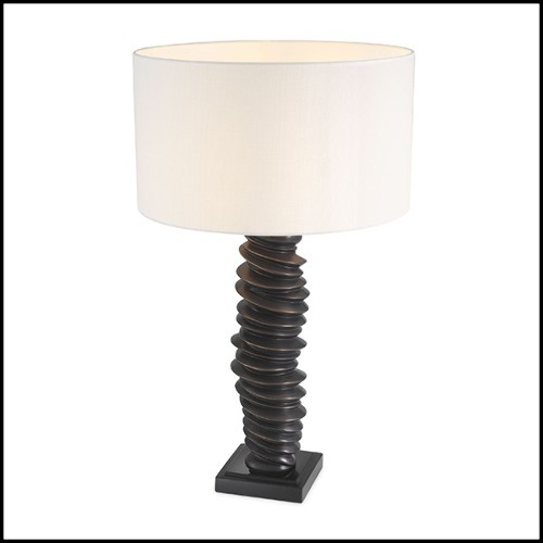 Lampe à poser en laiton finition bronze highlight avec abat-jour blanc cassé 24-Miro
