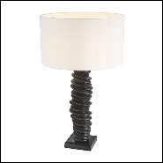 Table Lamp in bronze highlight finish with off-white shade 24-Miro