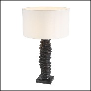Lampe à poser en laiton finition bronze highlight avec abat-jour blanc cassé 24-Miro