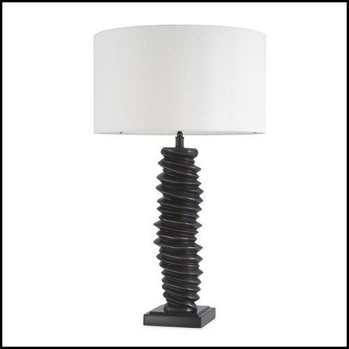 Table Lamp in bronze highlight finish with off-white shade 24-Miro