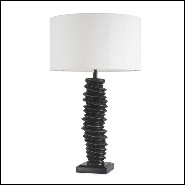 Lampe à poser en laiton finition bronze highlight avec abat-jour blanc cassé 24-Miro