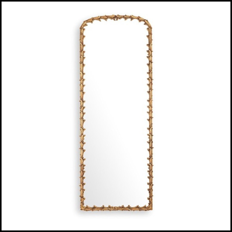 Mirror with mahogany wood gold antique finish 24-Guinevere