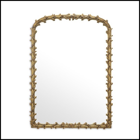 Mirror with mahogany wood gold antique finish 24-Guinevere s