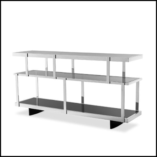 Dresser in polished stainless steel with smoke glass 24-Nesto