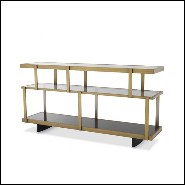 Commode en acier inoxydable polie finition laiton brossé et verre fumée 24-Nesto