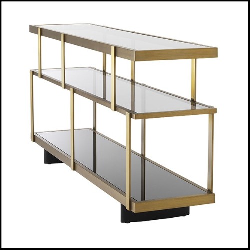 Dresser in stainless steel brushed brass finish and smoke glass 24-Nesto