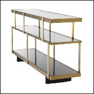 Commode en acier inoxydable polie finition laiton brossé et verre fumée 24-Nesto