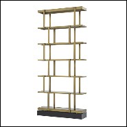 Etagère en acier inoxydable finition laiton poli avec base en bois massif 24-Nesto