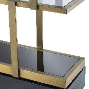 Cabinet in stainless steel brushed brass finish with solid wood base 24-Nesto