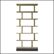 Etagère en acier inoxydable finition laiton poli avec base en bois massif 24-Nesto