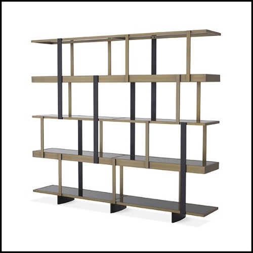 Cabinet in brushed brass finish and smoked glass shelves 24-Mercure