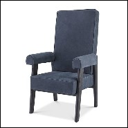 Chaise en hêtre couvert avec nubuck bleu 24-Milo