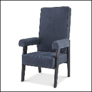Chair in beech wood upholstered with blue nubuck 24-Milo
