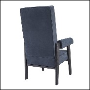 Chair in beech wood upholstered with blue nubuck 24-Milo