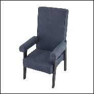 Chair in beech wood upholstered with blue nubuck 24-Milo
