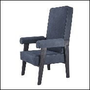 Chair in beech wood upholstered with blue nubuck 24-Milo