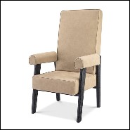 Chair in black oak upholstered with beige nubuck 24-Milo High