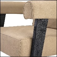 Chair in black oak upholstered with beige nubuck 24-Milo High