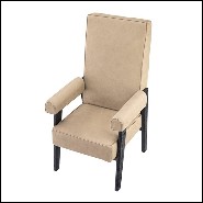 Chair in black oak upholstered with beige nubuck 24-Milo High