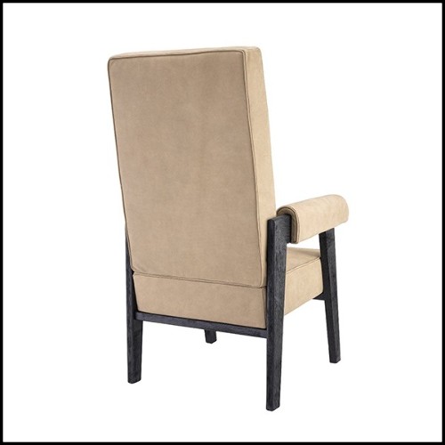 Chaise en chêne et couvert avec nubuck beige 24-Milo High