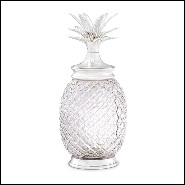 Jar in clear glass with crown and base in brass silver plated finish 24-Hayworth