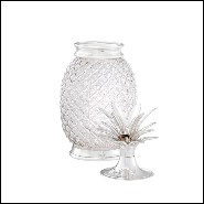 Vase en verre claire avec base et couvert en laiton finition plaqué argent 24-Hayworth
