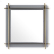 Mirror with structure in brushed brass finish on smoked glass plate 24-Quinn