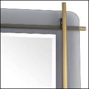 Miroir avec structure finition laiton brossé sur plaque de verre fumé 24-Quinn