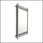 Miroir avec structure finition laiton brossé sur plaque de verre fumé 24-Quinn