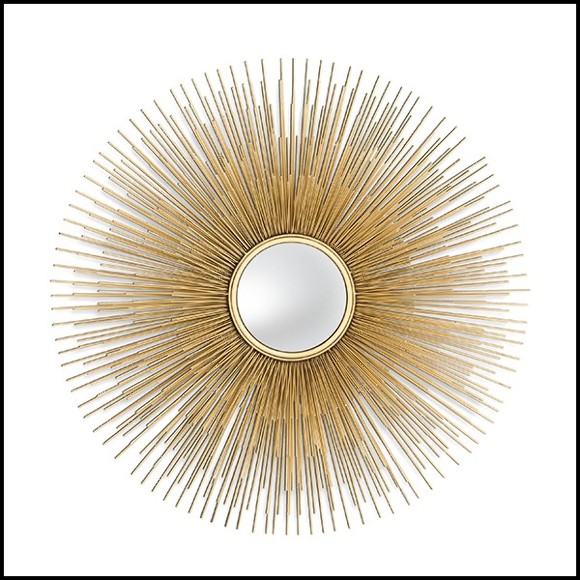 Mirror in gold finish and convex mirror 24-Solaris L