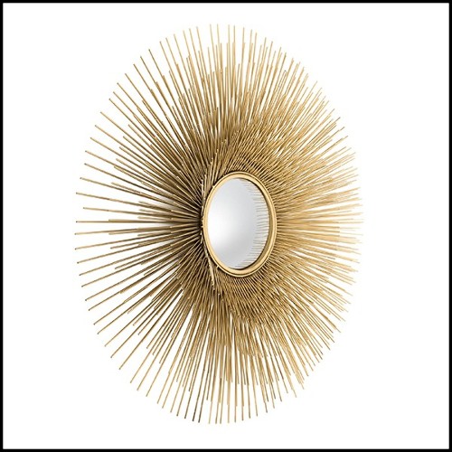 Mirror in gold finish and convex mirror 24-Solaris L