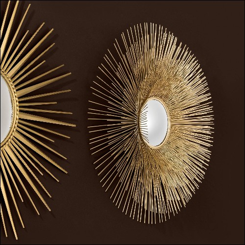 Mirror in gold finish and convex mirror 24-Solaris L