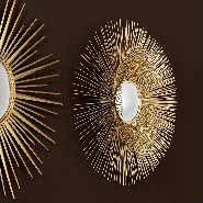 Mirror in gold finish and convex mirror 24-Solaris L