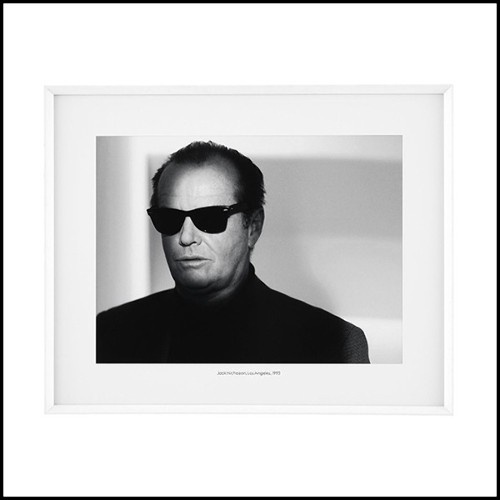 Print of Jack Nicholson's portrait with white wooden frame 24-Jack