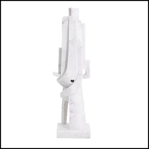 Decorative object in cubist style in white marble 24-Atticus