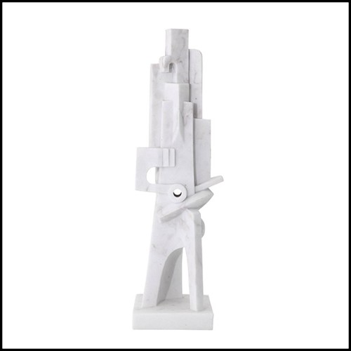 Objet décoratif style cubisme avec structure en en marbre blanc 24-Atticus