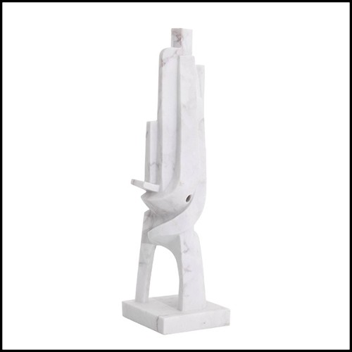 Objet décoratif style cubisme avec structure en en marbre blanc 24-Atticus