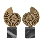 Set de 2 objets décoratifs Ammonite finition laiton antique 24-Ammonite