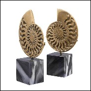 Set of 2 Ammonite decoratif objects in antique brass finish 24-Ammonite
